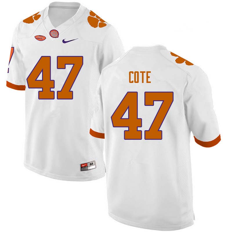 Men #47 Peter Cote Clemson Tigers College Football Jerseys Sale-White - Click Image to Close